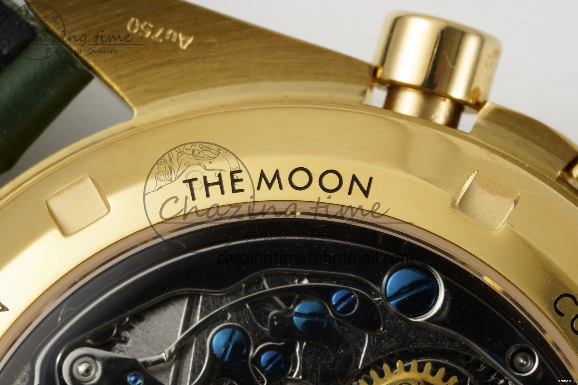 0404 Speedmaster Moonwatch in Moonshine Gold YG RMF Best Edition Green Dial on Green Leather Strap Manual Chrono EasyCare 7832